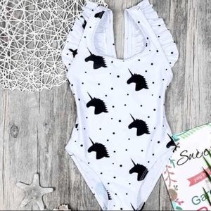 1- piece Cute Unicorn Printed Halter Swimsuit
